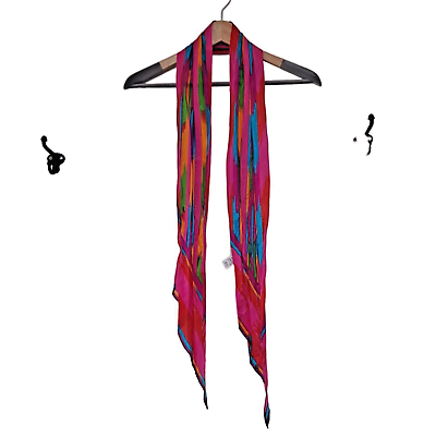 #ad Vintage Liz Claiborne Scarf Silk Rectangle Rainbow Abstract Multicolor Japan $17.49