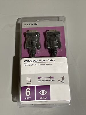 #ad Belkin VGA Monitor Cable 6 Ft New Sealed $8.09