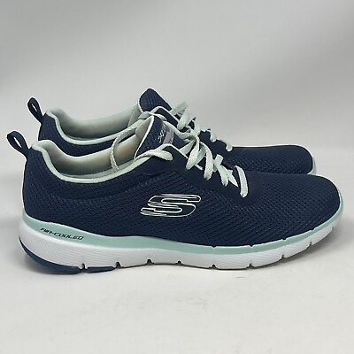 #ad Skechers Flex Appeal 3.0 Shoes Womens 8.5 Blue Memory Foam Washable Sneakers $25.99