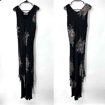#ad Dinah Lee Long Asymmetrical Black Floral Dress $45.00