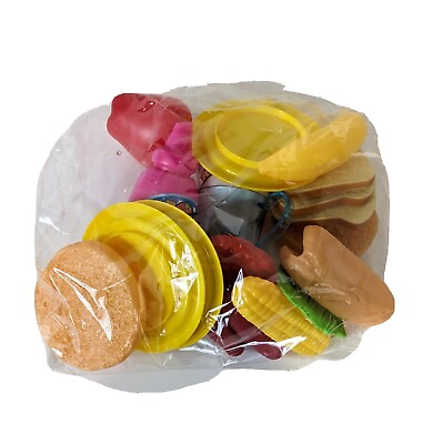 #ad Plastic Pretend Play Food Toys Hamburger Bread Corn Lettuce Cup Sauces BBQ $30.06