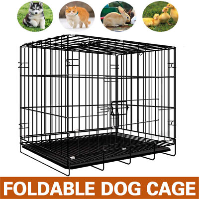 #ad Dog Cage Puppy Training Crate Pet Carrier Small Metal Cages Size 50X37X40CM $62.92
