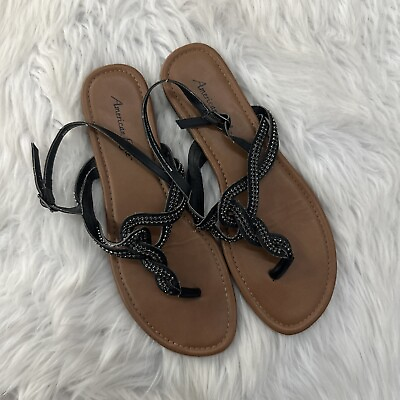 #ad American Eagle Outfitters womens strappy sparkle sandals 7.5 EUC $12.88