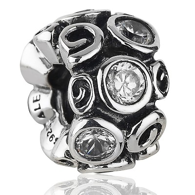 #ad AUTHENTIC PANDORA SILVER ORNATE CUBIC ZIRCONIA BEAD BRAND NEW CLEAR #790330CZ FS $59.98
