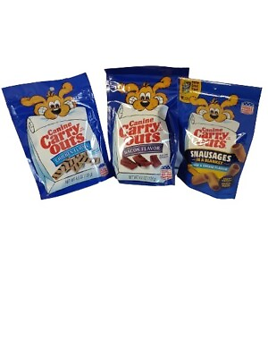 #ad 3 Pack Canine Carryout Treats Bacon Snausage Chicken Dog Treats 4.5 Oz Each $14.95