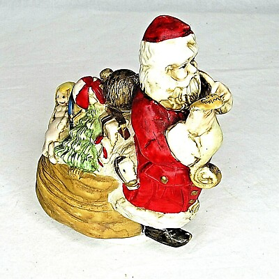 #ad Vintage Musical Santa Claus Is Coming Town Figurine Naughty Nice Bag Gifts List $16.09