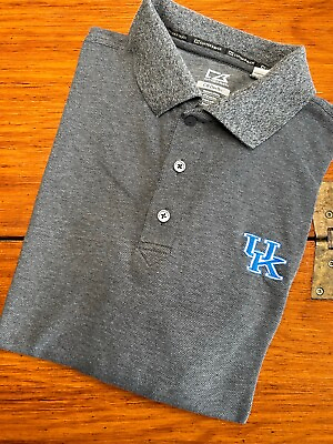 #ad Kentucky Wildcats Long Sleeve Polo Shirt Gray Cutter amp; Buck Size Large $18.00