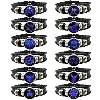 #ad Zodiac Signs Spirit Bracelet Handmade Woven Multilayer 12 Constellation $6.98