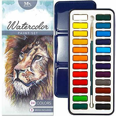 #ad Watercolor Paint Set 24 Vibrant Colors Paintbrush Included by MozArt Supplies $14.99