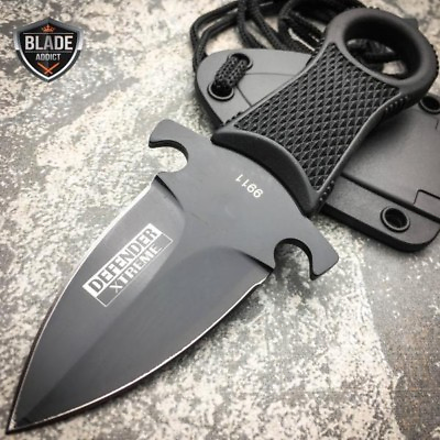 #ad XTREME Tactical Black FULL TANG NECK Knife FIXED BLADE MILITARY DAGGER Sheath $10.40
