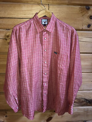 #ad Faconnable 100% Linen Shirt Long Sleeve Mens Sz Large Rare Vintage Coral Red $48.88