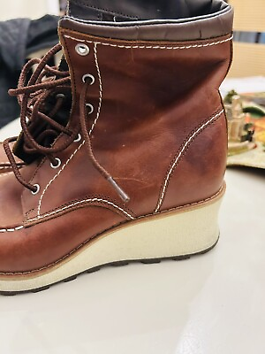 #ad Red Wing Womens Boots: Rare 6 inch Round Toe Brown Leather Boots Size 7 $65.00