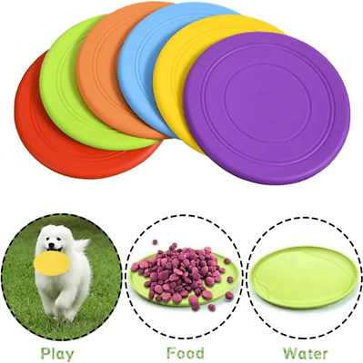 #ad 2 Pcs Flying Disk Rubber Frisbee Dog Toy Throw Fetch Training Plate Nontoxic USA $8.92