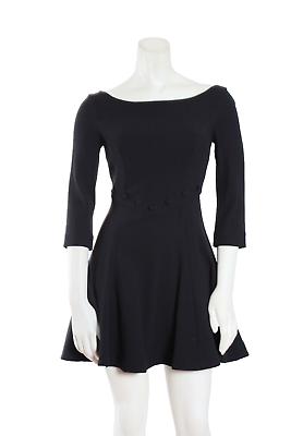#ad #ad RACHEL ZOE Black Wool 3 4 Sleeve Boat Neck Mini Dress Size 0 $67.99