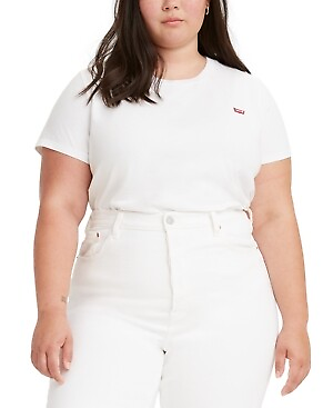 #ad Levi#x27;s WHITE Women#x27;s Trendy Plus Size Logo Perfect S S T Shirt 3X $16.77