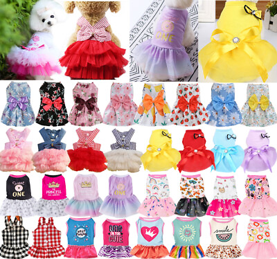 #ad Small Pet Dog Cat Summer Lace Skirt Princess Tutu Dress Puppy Clothes Apparel ✔ $3.38