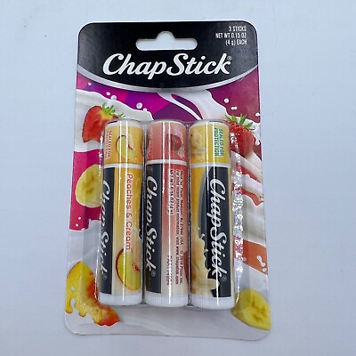 #ad ChapStick 3 Pack Lip Balm Fruit Cream Collection Peach Strawberry Banana $11.99