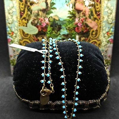 #ad Michal Negrin Necklace Turquoise Chandelier Chain Statement Signed Gift NWT Blue $52.00