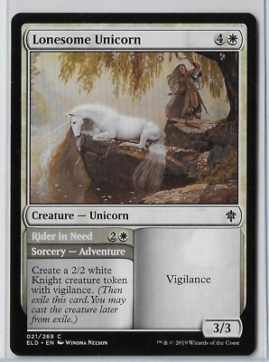 #ad MTG Lonesome Unicorn Throne of Eldraine ELD Common Magic #021 269 Unplayed $1.49