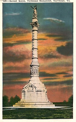 #ad Postcard VA Yorktown Sunset Scene at Yorktown Monument Unposted Vintage PC G9284 $2.00