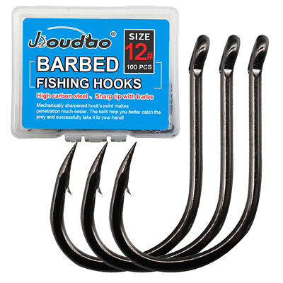 #ad Octopus Hook Offset Crooked Mouth Barbed Fishing Circle Hooks Freshwater Black $6.01