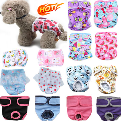#ad Female Small Pet Dog Puppy Hygiene Diapers Pant Washable Reusable Nappy Pants ‖ $6.63