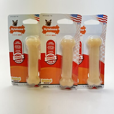 #ad 3 Pack Nylabone DuraChew Original Petite Size Nylon Dental Bone 15 lb Dogs $13.98