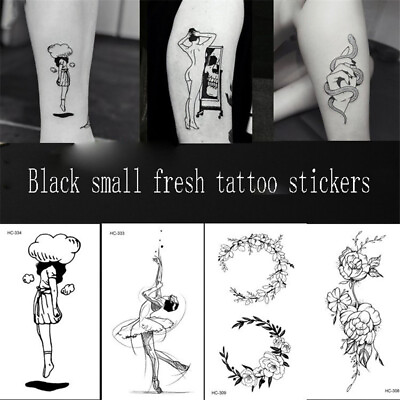 #ad Temporary Tattoos Sticker Small Waterproof Fake Sketch Body Art Floral Sketch C $0.99