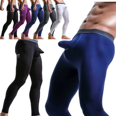 #ad Men#x27;s Stretch Smooth Underwear Long Johns Pants Thermal Bulge Pouch Legging $13.89