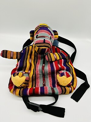 #ad Dog Shaped Colorful Children#x27;s Backpack Bag Central American Woven Fabric 10” $10.90