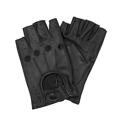 #ad Fingerless 100% Genuine Leather Driving Gloves Chauffer Swift Wears $13.99