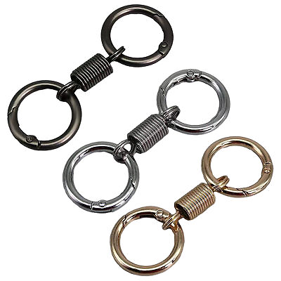 #ad 3PCS Double Ring Keychain Retro Safe Spring Shaped Zinc Alloy Keychain for Bags $7.86