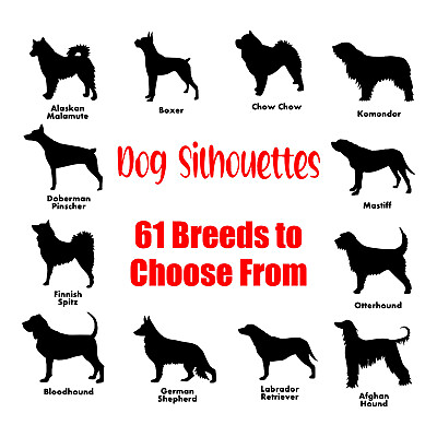 #ad Dog Silhouettes vinyl decal 61 breeds to choose from add your pet#x27;s name $17.00
