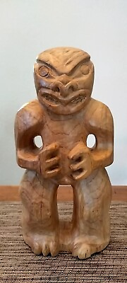 #ad Agooliak Alexis Smith redheart cedar wood quot;Inuit Tiki stylequot; carving $45.00