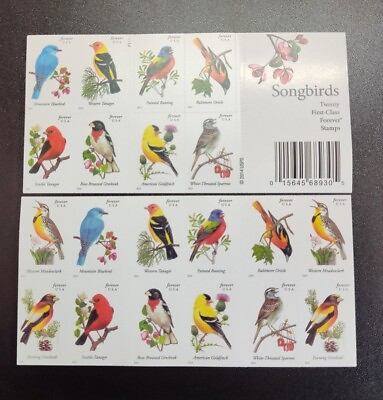 #ad SCOTT # 4882 4891 Sheet book Of 20 US Forever Stamps MNH 2014 Songbirds $13.45