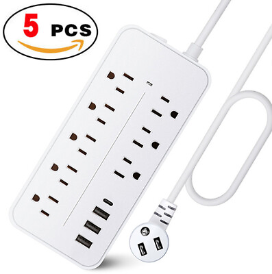 #ad Multi Outlet Wall Mountable USB Surge Protector Power Strip 8 Outlet Plugs 12in1 $49.95