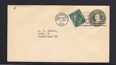 #ad 1925 1c USED Envelope with quot;1 2cquot; FAVOR SURCHARGE on 1c Stamp $39.99