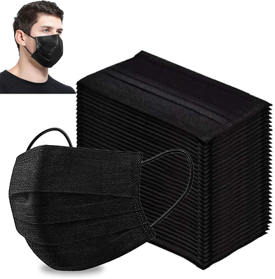 #ad 50 100 PCS Black Face Mask Mouth amp; Nose Protector Respirator Masks USA Seller $11.98