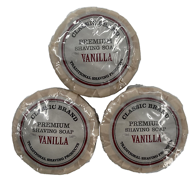#ad Classic Brand Premium Shaving Soap Vanilla 4.1 oz Factory Sealed Lot Of 3 $36.00