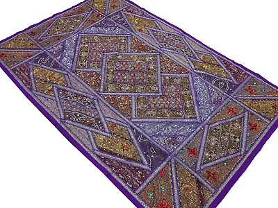 #ad Purple Brown Exclusive Indian Wall Hanging Huge Tapestry Textile Handmade 88quot; $203.19