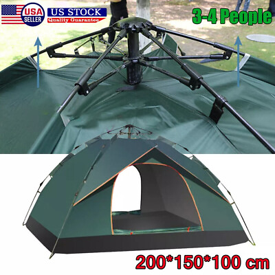 #ad 3 4 Person Automatic Camping Tent Hiking Instant Canopy Pop Up Tents Waterproof $23.99