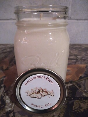 #ad Peppermint Bark Strong Scented Soy Candle 16 oz. jar $16.99