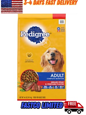 #ad Pedigree Adult Complete Nutrition Dry Dog Food 44Lb with Grilled SteakVegetable $29.48