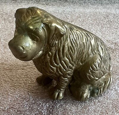 #ad Vintage Solid Brass 2 1 4” Saint Bernard Dog Figurine India $14.95