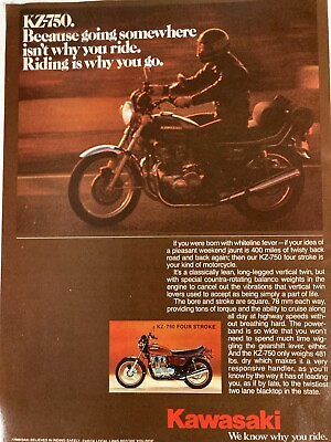 #ad 1977 Kawasaki KZ750 Motorcycle Print Ad Four Stroke $11.99
