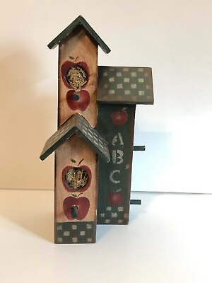#ad Wooden Tan and Green Decorative Standing Birdhouse $17.99