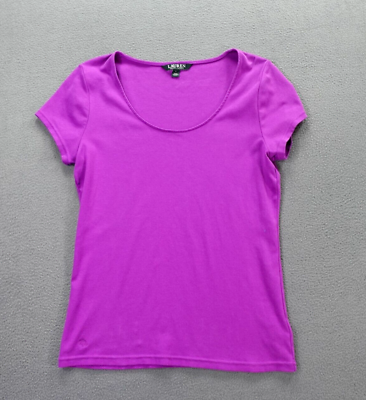 #ad Polo Lauren Ralph Lauren Women#x27;s Purple Crew Neck T Shirt Top Size L $12.99