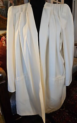 #ad 1980’s VALENTINO MISS V Cream Wool Open Jacket Blazer Pleated Shoulders Size 40 $48.50