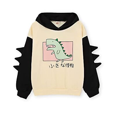 #ad IZYJOY Little Girls Cute Dinosaur Pullover Hoodie Sweatshirt Splice Hooded Kids $7.99