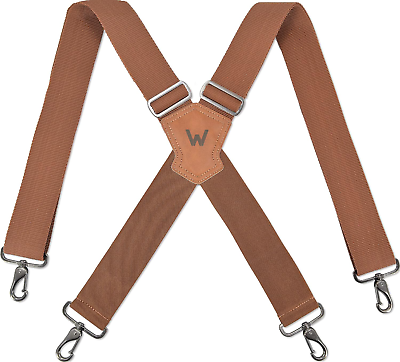 #ad Brown 2 Inch Wide Suspenders Heavy Duty Work Swivel Suspenders for Men Belt Loop $24.91